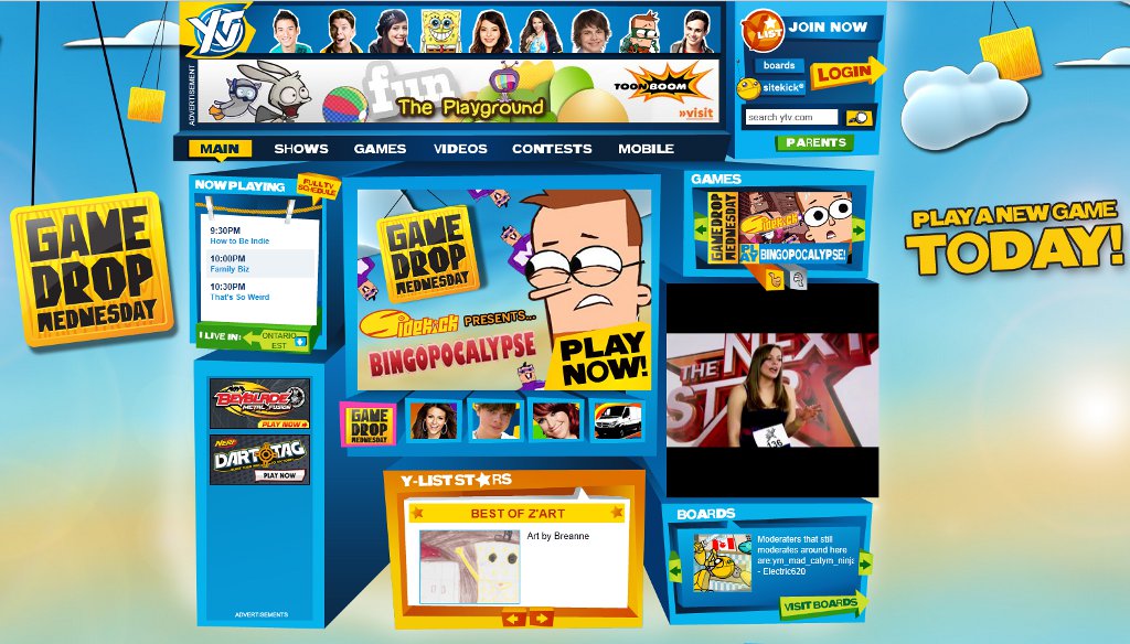 Bingopocalypse being promoted on the homepage of <a href='http://www.ytv.com' target='_blank'>ytv.com</a>.