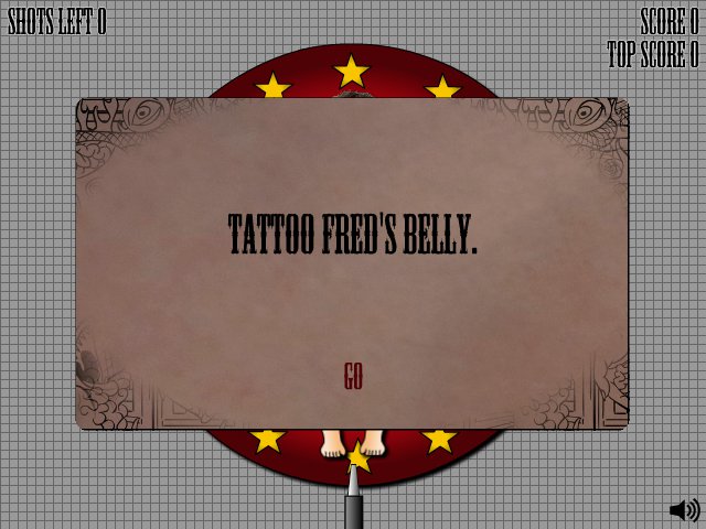 The game works by requiring you to tattoo specific body parts of Fred. Level 1 is easy, you just have to tattoo his belly.