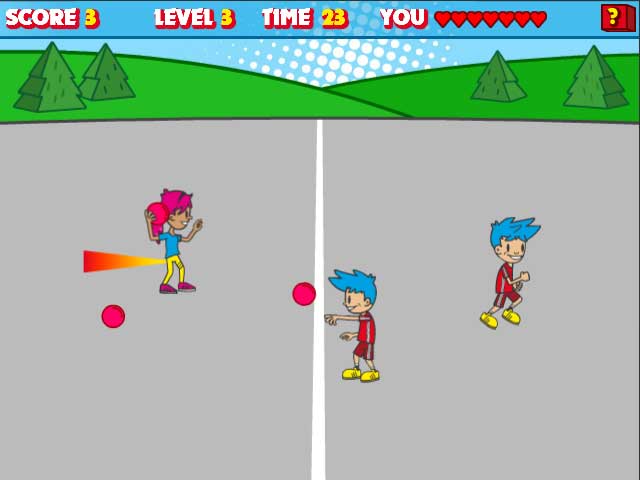 Dodgeball is the fastest pace game of the three, with multiple AI opponents trying to hit you with the ball while they dodge your shots.