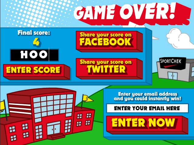 All three games feature the ability to share your progress on social media, enter an online contest or enter your highscore.