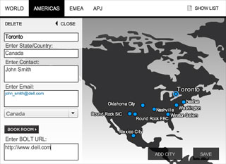 In the content management system, cities can be added by clicking on 